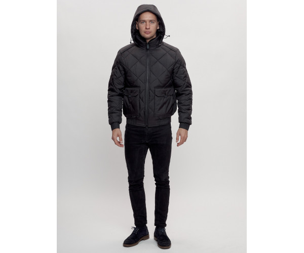 Куртка классическая стеганная мужская черного цвета 2303Ch