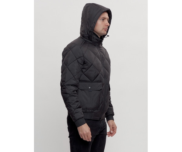 Куртка классическая стеганная мужская черного цвета 2303Ch