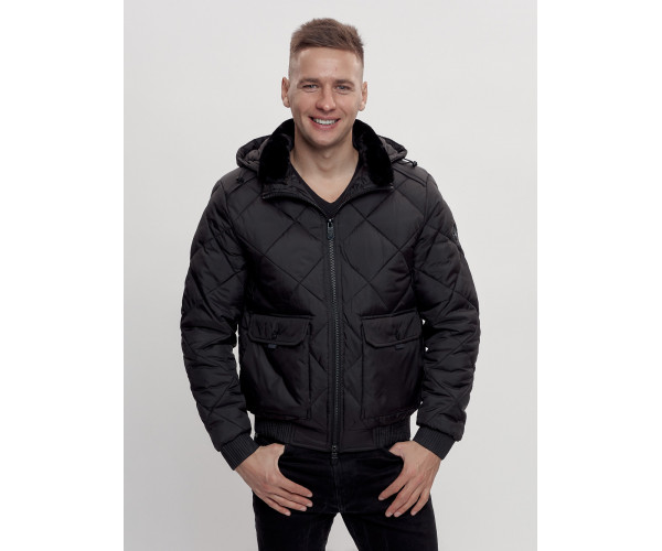 Куртка классическая стеганная мужская черного цвета 2303Ch