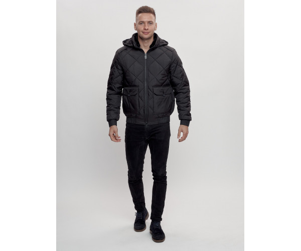 Куртка классическая стеганная мужская черного цвета 2303Ch