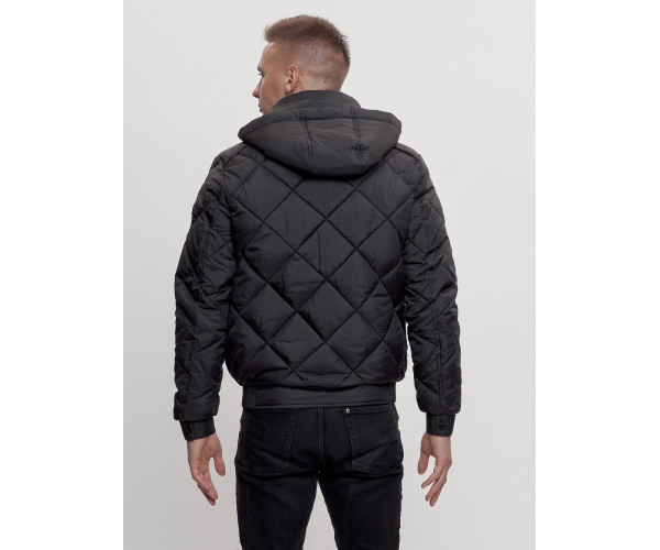 Куртка классическая стеганная мужская черного цвета 2303Ch