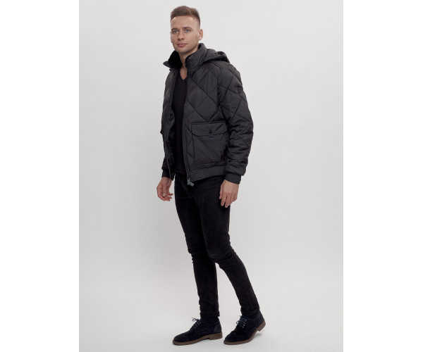 Куртка классическая стеганная мужская черного цвета 2303Ch