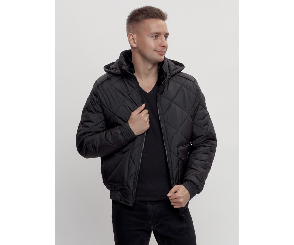 Куртка классическая стеганная мужская черного цвета 2303Ch