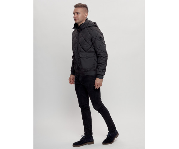 Куртка классическая стеганная мужская черного цвета 2303Ch