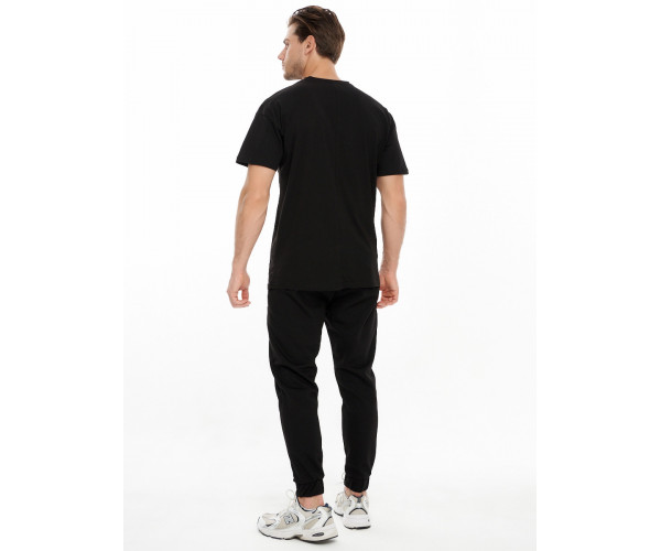 Костюм джоггеры с футболкой черного цвета 9181Ch