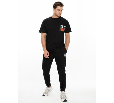 Костюм джоггеры с футболкой черного цвета 9181Ch