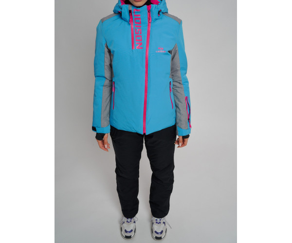 Горнолыжный костюм женский синего цвета 077033S