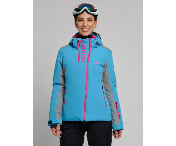 Горнолыжный костюм женский синего цвета 077033S