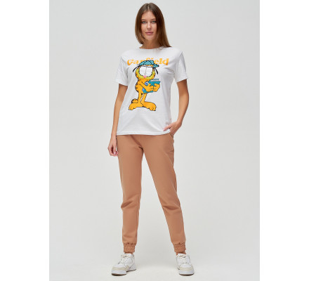 Женские футболки с принтом белого цвета 1645Bl