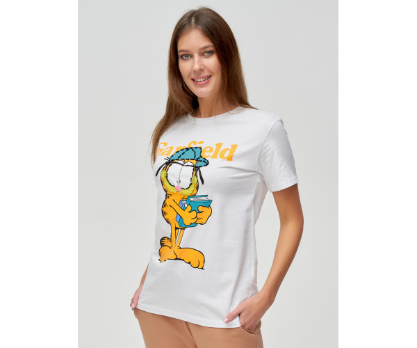 Женские футболки с принтом белого цвета 1645Bl