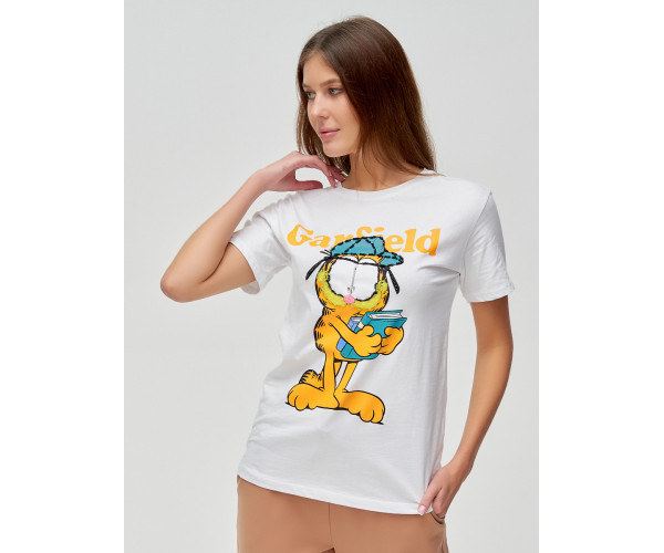 Женские футболки с принтом белого цвета 1645Bl