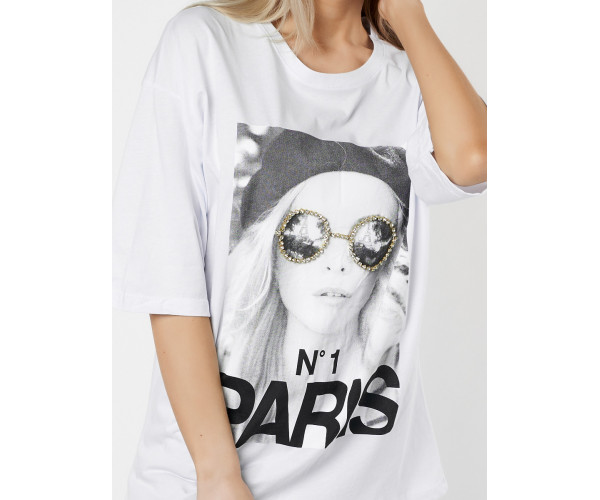 Женские футболки с принтом белого цвета 76110Bl