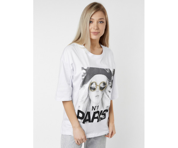 Женские футболки с принтом белого цвета 76110Bl