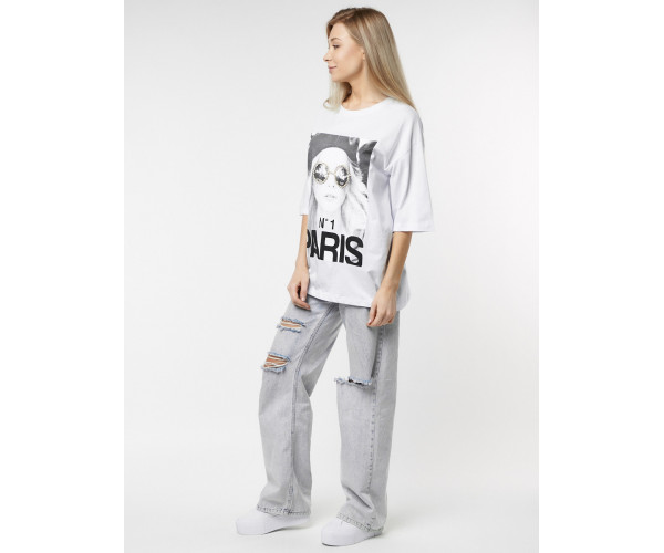 Женские футболки с принтом белого цвета 76110Bl