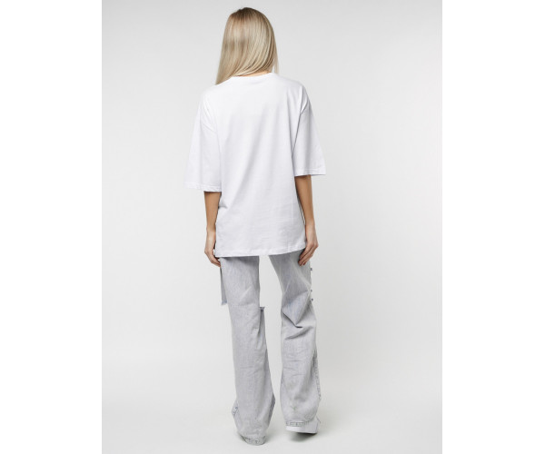 Женские футболки с принтом белого цвета 76110Bl