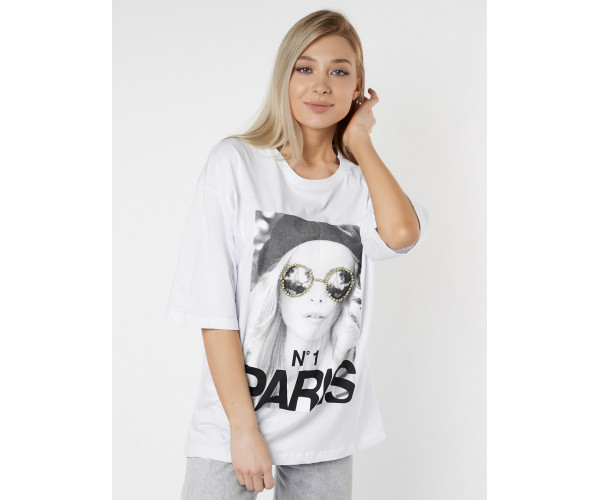 Женские футболки с принтом белого цвета 76110Bl