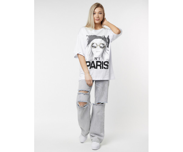 Женские футболки с принтом белого цвета 76110Bl