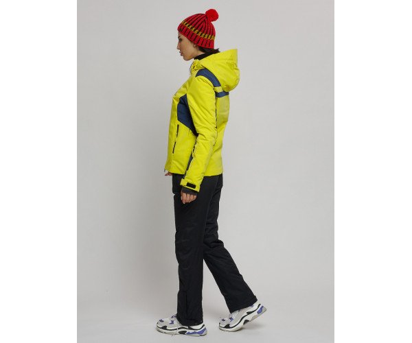 Горнолыжная куртка женская желтого цвета 77033J