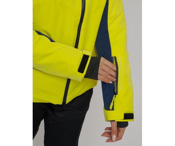 Горнолыжная куртка женская желтого цвета 77033J