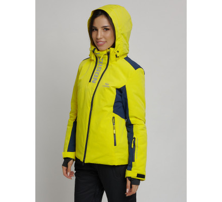 Горнолыжная куртка женская желтого цвета 77033J