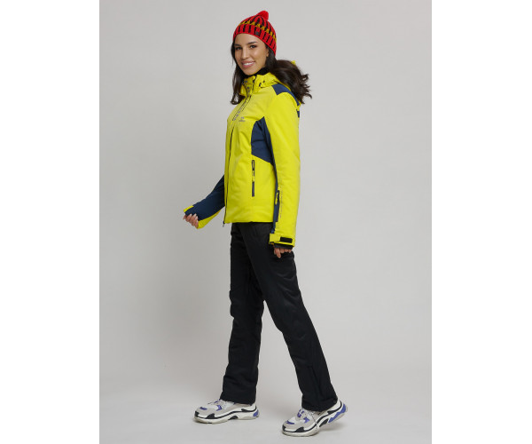 Горнолыжная куртка женская желтого цвета 77033J