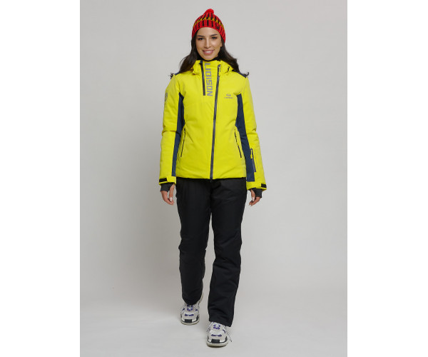 Горнолыжная куртка женская желтого цвета 77033J