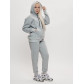 Трикотажный спортивный костюм женский с начесом серого цвета 1084Sr