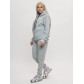 Трикотажный спортивный костюм женский с начесом серого цвета 1084Sr