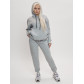Трикотажный спортивный костюм женский с начесом серого цвета 1084Sr