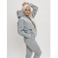 Трикотажный спортивный костюм женский с начесом серого цвета 1084Sr