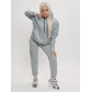 Трикотажный спортивный костюм женский с начесом серого цвета 1084Sr