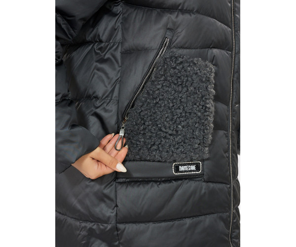 Куртка зимняя big size темно-серого цвета 7519TC