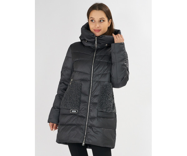 Куртка зимняя big size темно-серого цвета 7519TC