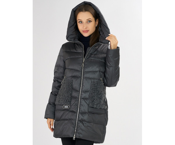 Куртка зимняя big size темно-серого цвета 7519TC