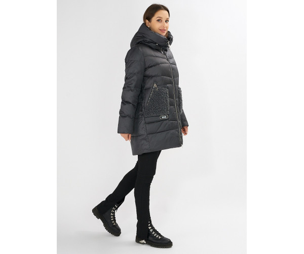 Куртка зимняя big size темно-серого цвета 7519TC