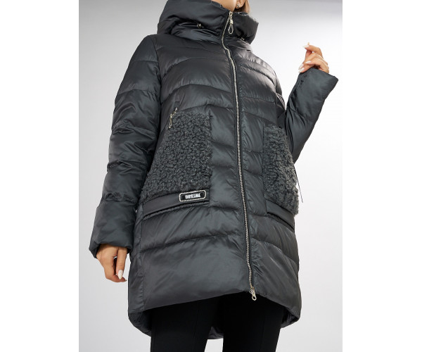 Куртка зимняя big size темно-серого цвета 7519TC