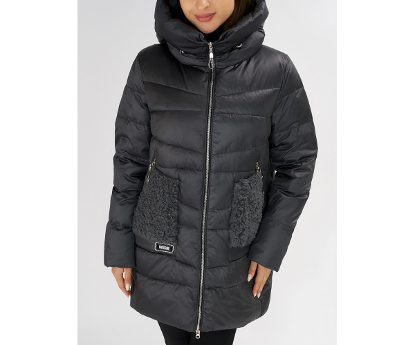 Куртка зимняя big size темно-серого цвета 7519TC