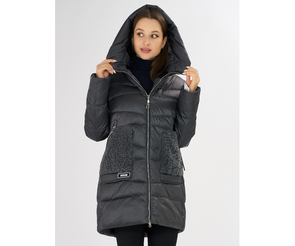 Куртка зимняя big size темно-серого цвета 7519TC