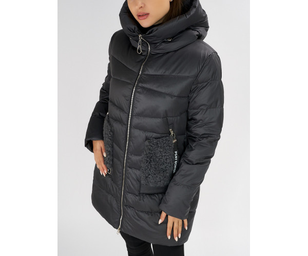 Куртка зимняя big size темно-серого цвета 7519TC