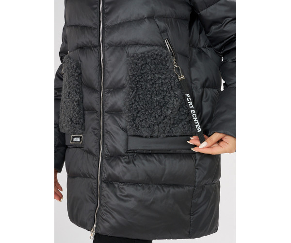 Куртка зимняя big size темно-серого цвета 7519TC