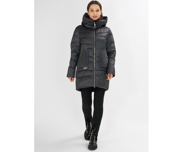 Куртка зимняя big size темно-серого цвета 7519TC