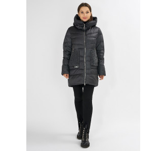 Куртка зимняя big size темно-серого цвета 7519TC