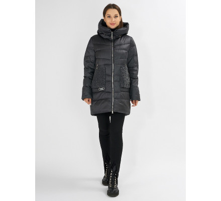 Куртка зимняя big size темно-серого цвета 7519TC