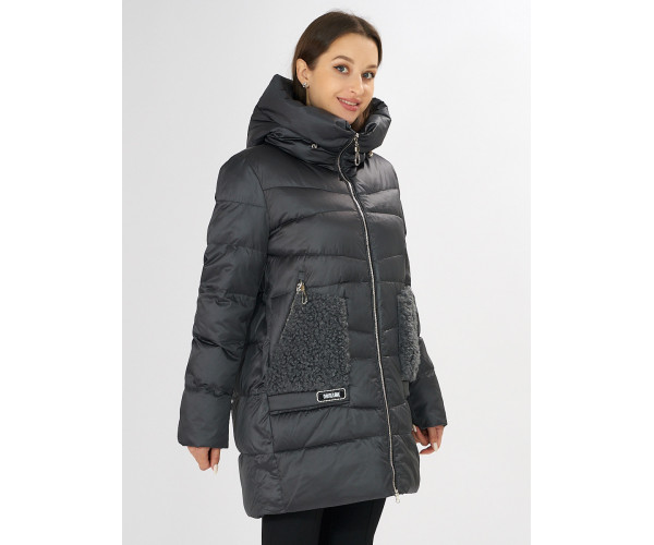 Куртка зимняя big size темно-серого цвета 7519TC