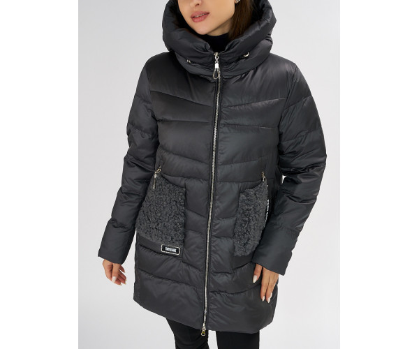 Куртка зимняя big size темно-серого цвета 7519TC