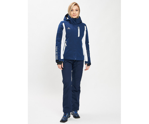 Горнолыжная куртка женская темно-синего цвета 77034TS