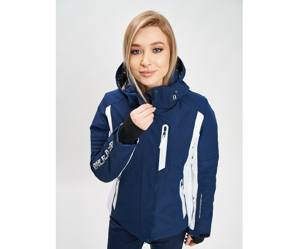 Горнолыжная куртка женская темно-синего цвета 77034TS