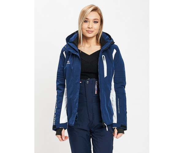 Горнолыжная куртка женская темно-синего цвета 77034TS