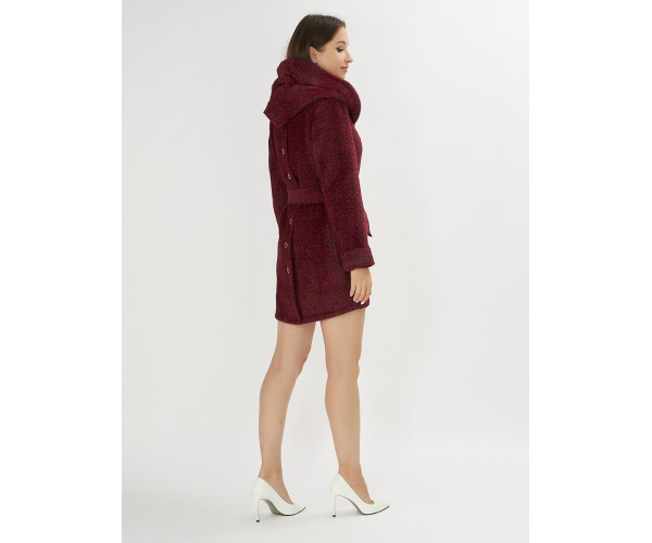 Полупальто демисезонное бордового цвета 42110Bo