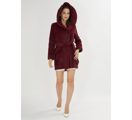 Полупальто демисезонное бордового цвета 42110Bo